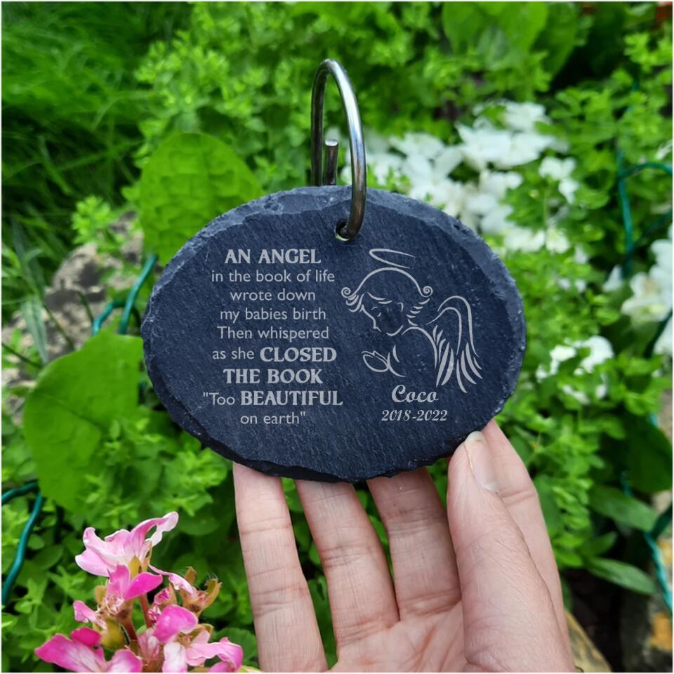 Personalized Slate Plaque Baby / Baby loss / Adult Loss / Oval Memorial Plaque / Bereavement Gift / Garden Memorial