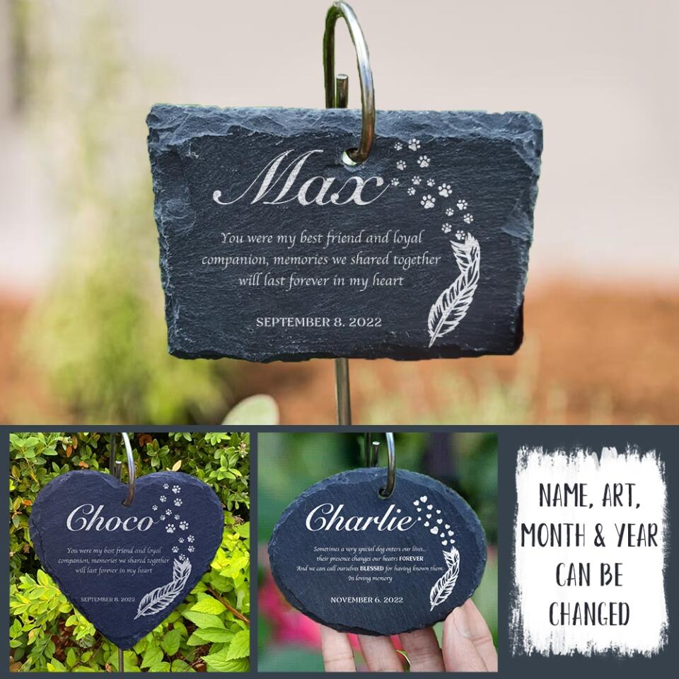 Goodbyes Are Not Forever, Custom Engraved Garden Slate Sign, Personalized Pet Loss Gift, Garden Memorial