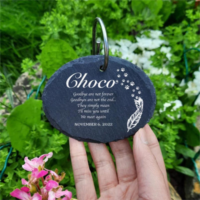 Goodbyes Are Not Forever, Custom Engraved Garden Slate Sign, Personalized Pet Loss Gift, Garden Memorial