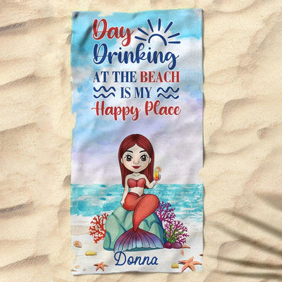 Day Drinking At The Beach Is My Happy Place - Personalized Beach Tower