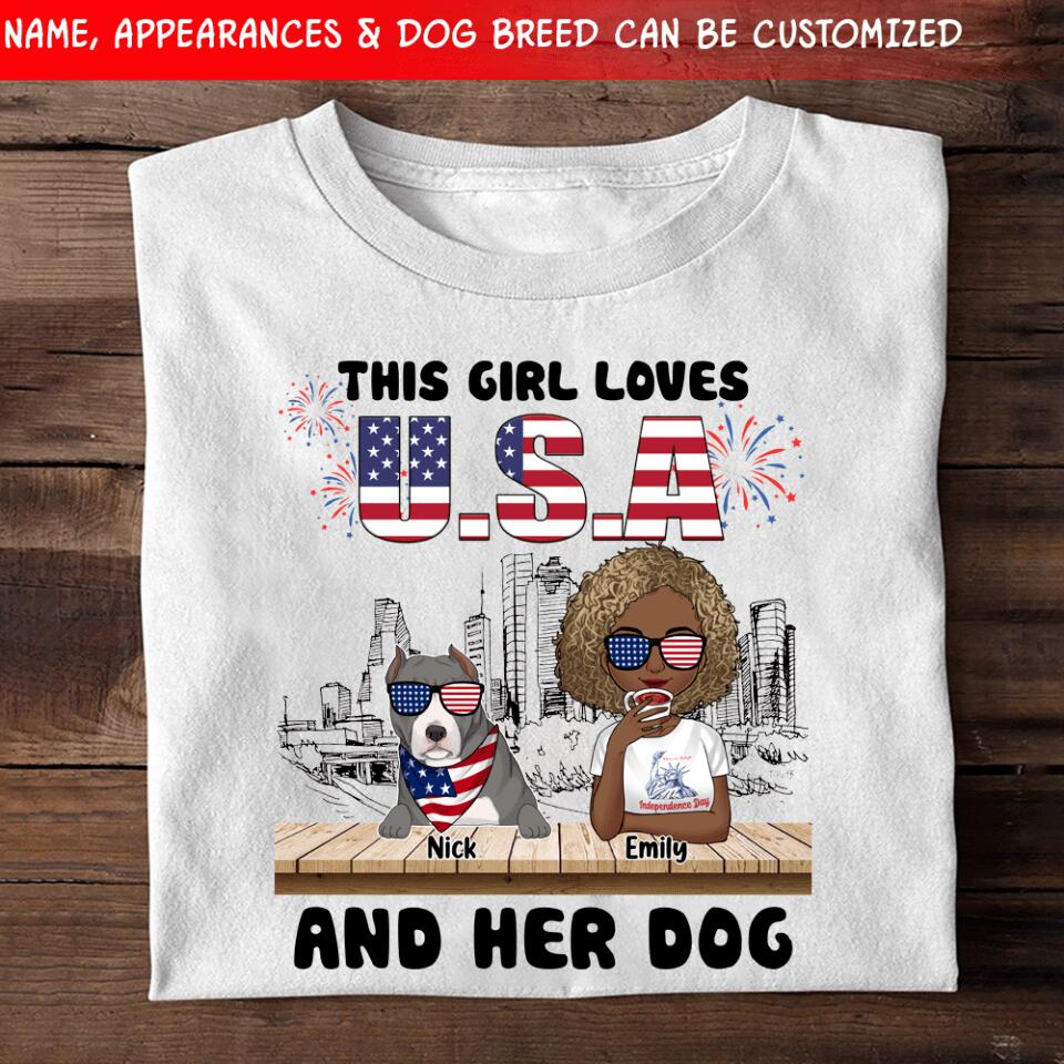 This Girl Love U.S.A And Her Love Dog - Personalized T-Shirt, Gift For Dog Lover