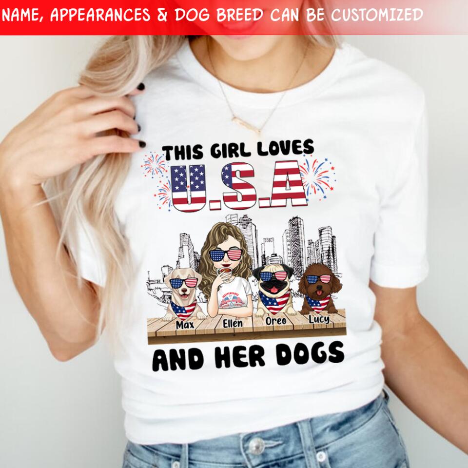 This Girl Love U.S.A And Her Love Dog - Personalized T-Shirt, Gift For Dog Lover