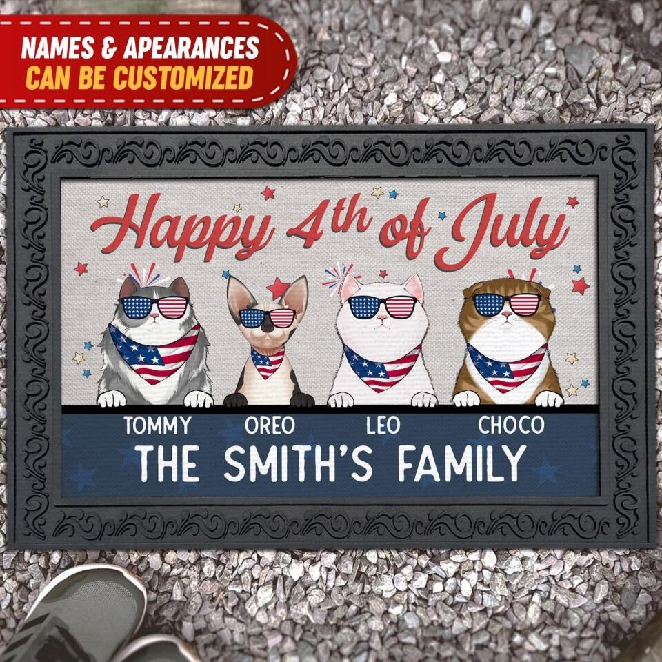 Happy 4th of July - Personalized Doormat, Gift For Dog Lover