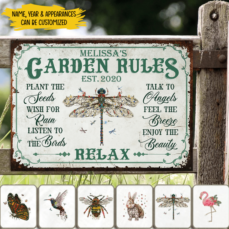 Garden Rules - Personalized Metal Sign, Garden Sign, Gift For Garden Lovers