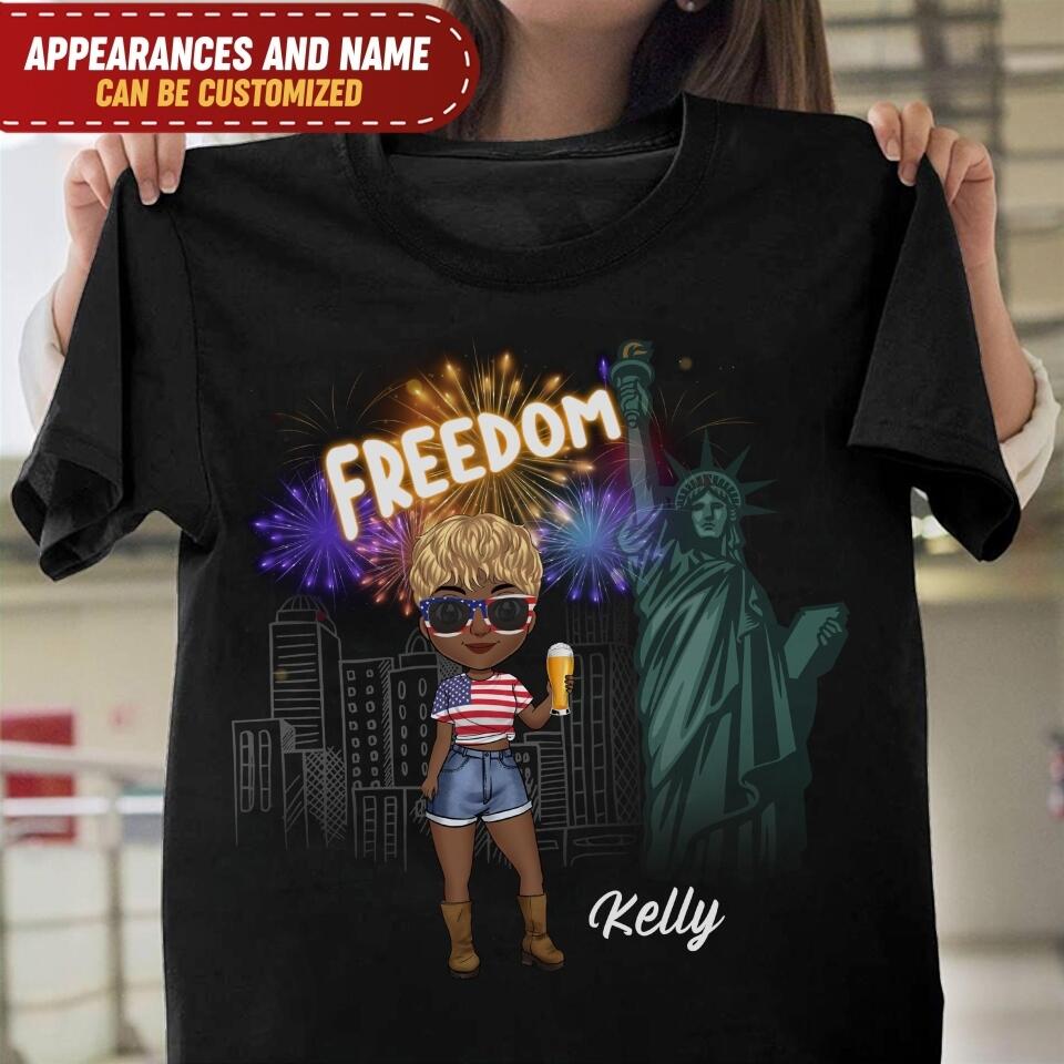 Freedom American, Happy 4th Of July - Personalized T-shirt, Gift For Friend