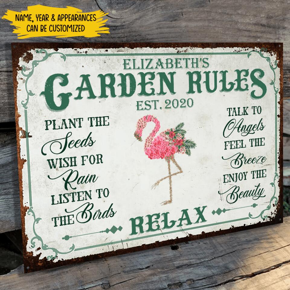 Garden Rules - Personalized Metal Sign, Garden Sign, Gift For Garden Lovers