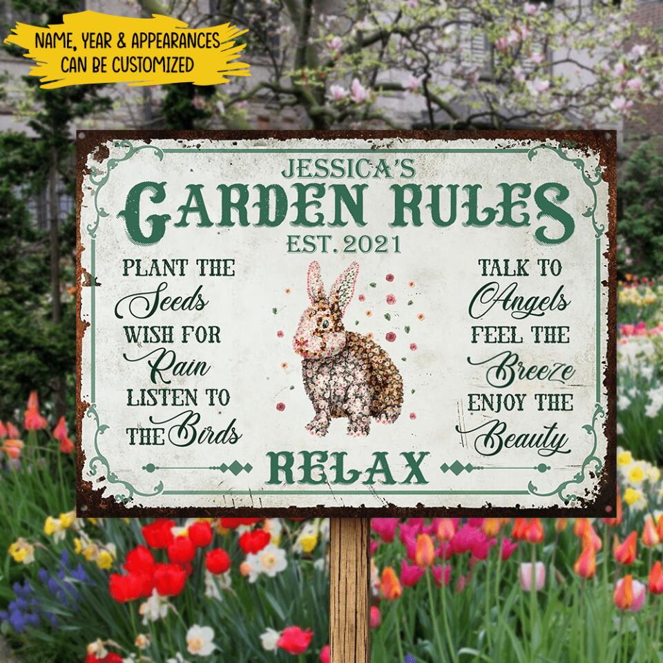 Garden Rules - Personalized Metal Sign, Garden Sign, Gift For Garden Lovers