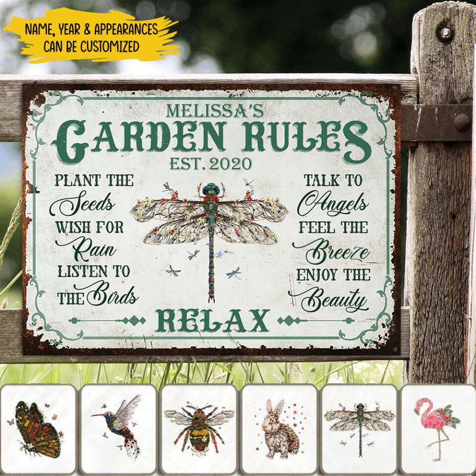 Garden Rules - Personalized Metal Sign, Garden Sign, Gift For Garden Lovers