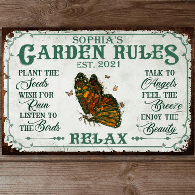 Garden Rules - Personalized Metal Sign, Garden Sign, Gift For Garden Lovers