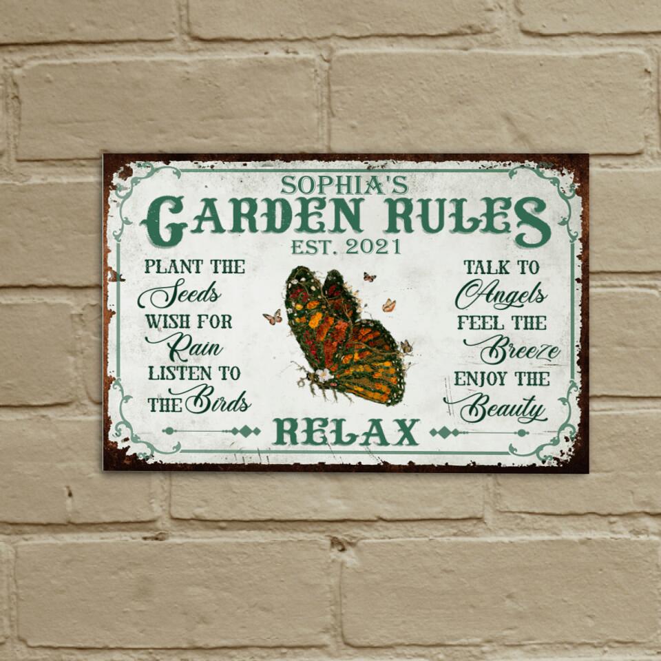 Garden Rules - Personalized Metal Sign, Garden Sign, Gift For Garden Lovers