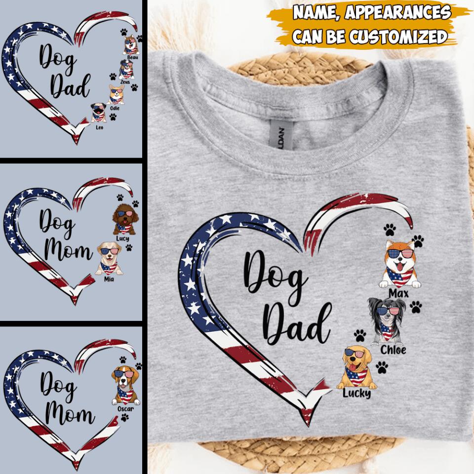 Dog Mom, Dog Dad - Personalized T-shirt, 4th Of July, Gift For Dog Lover, Custom Shirt For Dog Lovers