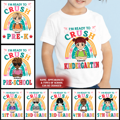 Personalized Back To School Shirt I Am Ready To Crush Kindergarten Cute Rainbow Shirt Gift For Kids