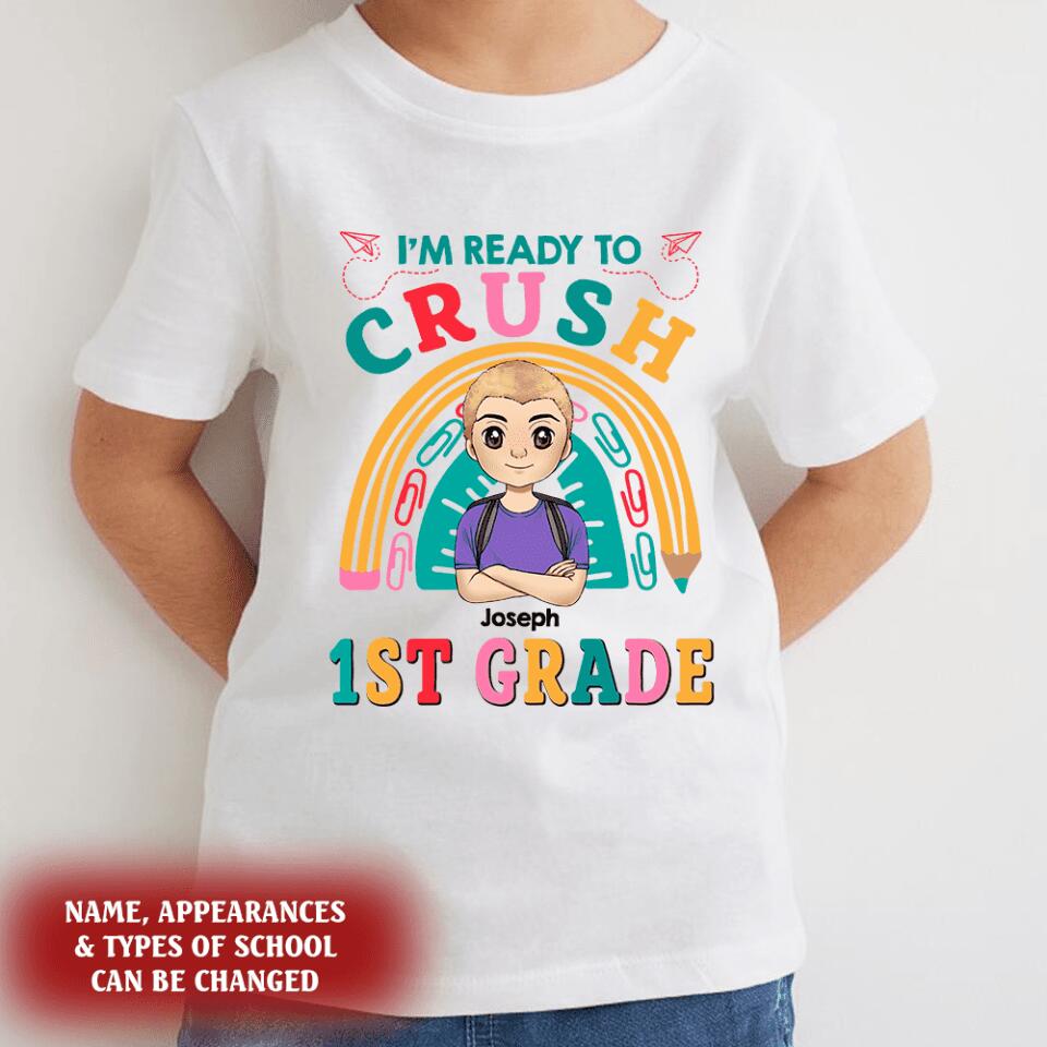 Personalized Back To School Shirt I Am Ready To Crush Kindergarten Cute Rainbow Shirt Gift For Kids