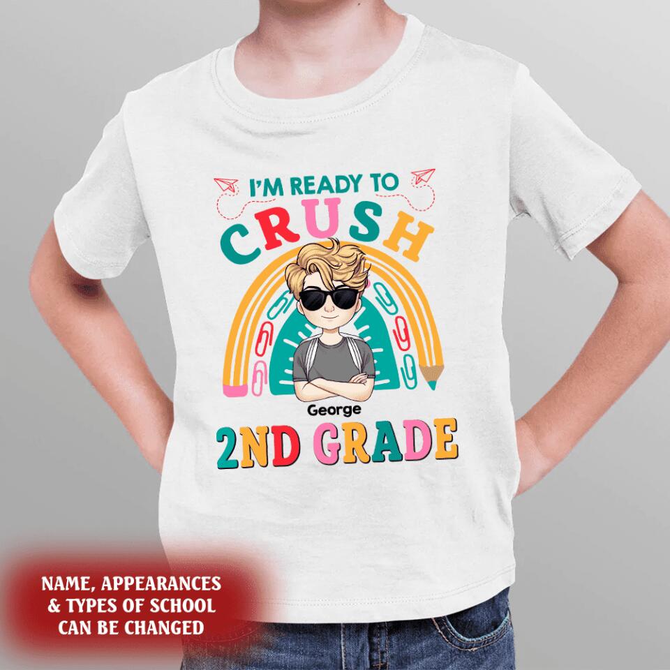Personalized Back To School Shirt I Am Ready To Crush Kindergarten Cute Rainbow Shirt Gift For Kids