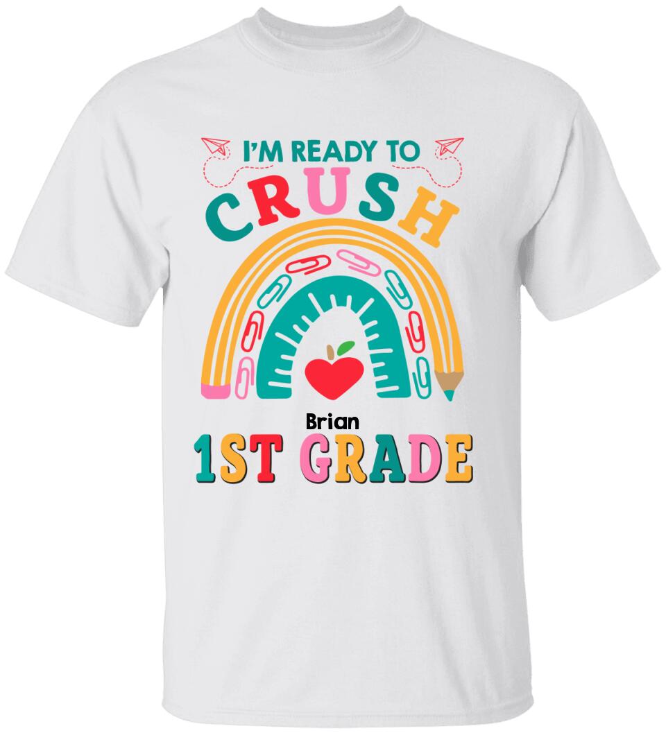 Personalized Back To School Shirt I Am Ready To Crush Kindergarten Cute Rainbow Shirt Gift For Kids