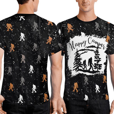 Happy Camper Bigfoot All Over Print T-shirt, Gift For Camper, Camping T-shirt