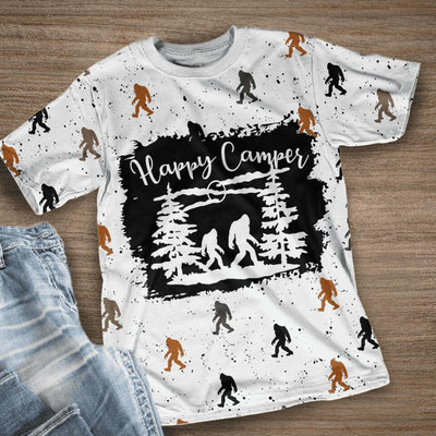 Happy Camper Bigfoot All Over Print T-shirt, Gift For Camper, Camping T-shirt