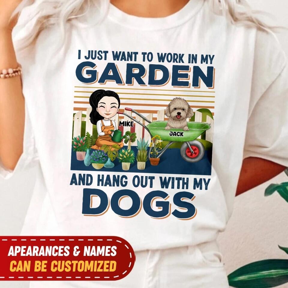I Just Want To Work In My Garden And Hang Out With My Dog - Personalized T-shirt, Gift For Dog Lover