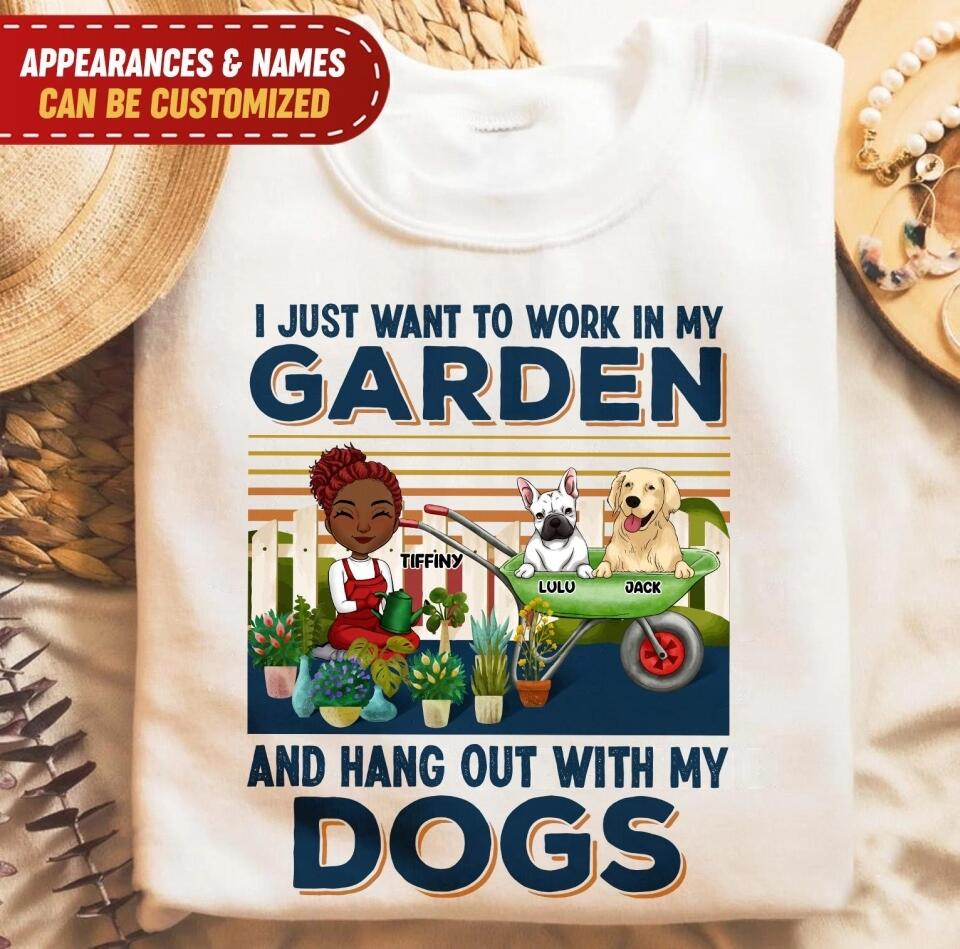 I Just Want To Work In My Garden And Hang Out With My Dog - Personalized T-shirt, Gift For Dog Lover