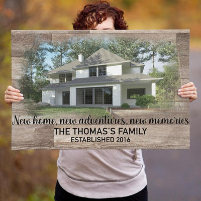 New Home New Beginning New Memories Canvas, Housewarming Canvas