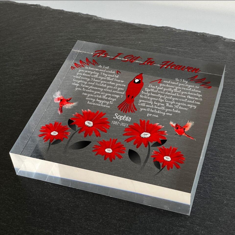 As I Sit In Heaven - Personalized Memorial Acrylic Plaque, Memorial Plaque, Remembrance Memorial Sympathy Gift