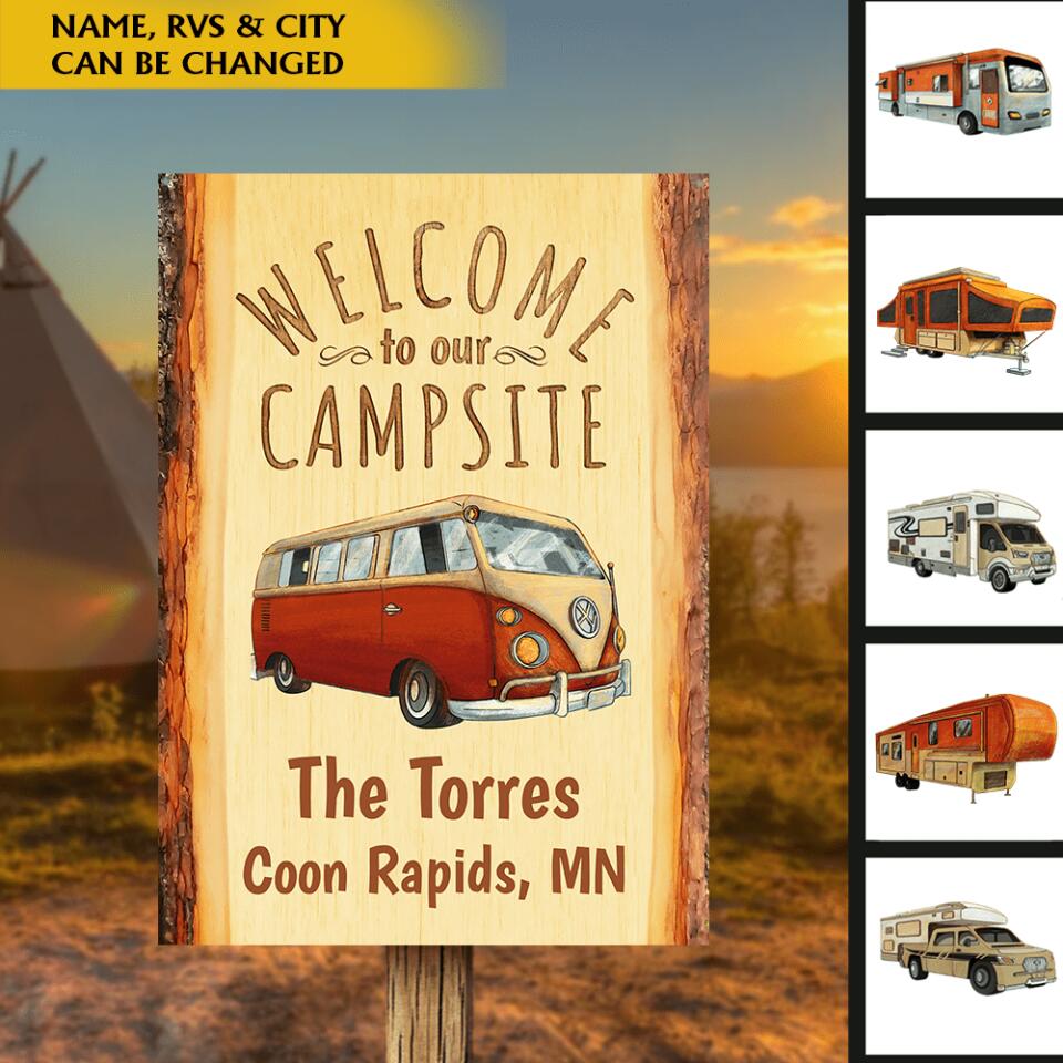 Welcome to Our Campsite - Personalized Metal Sign