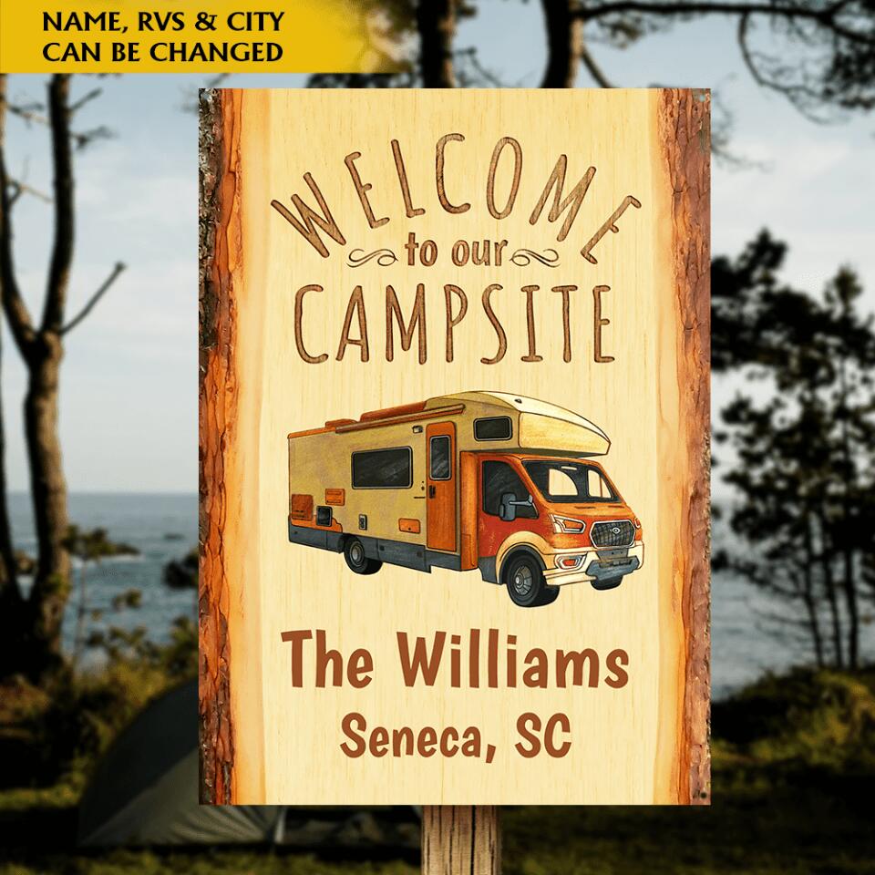 Welcome to Our Campsite - Personalized Metal Sign