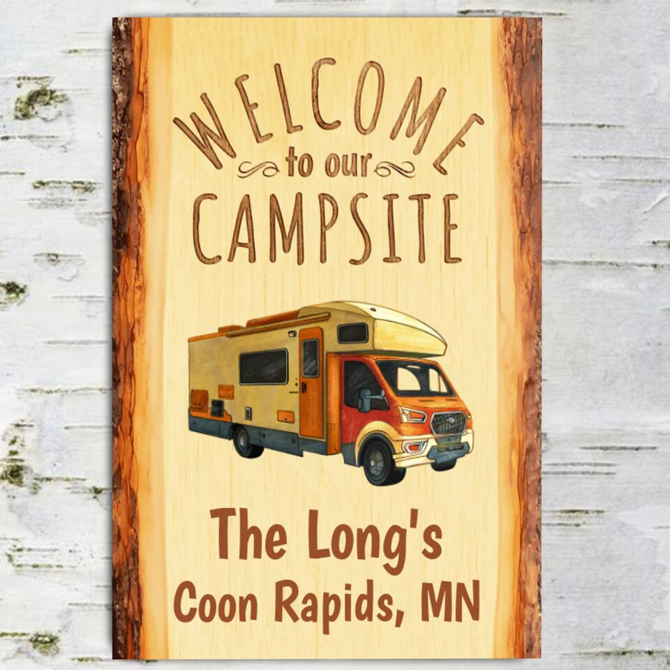 Welcome to Our Campsite - Personalized Metal Sign