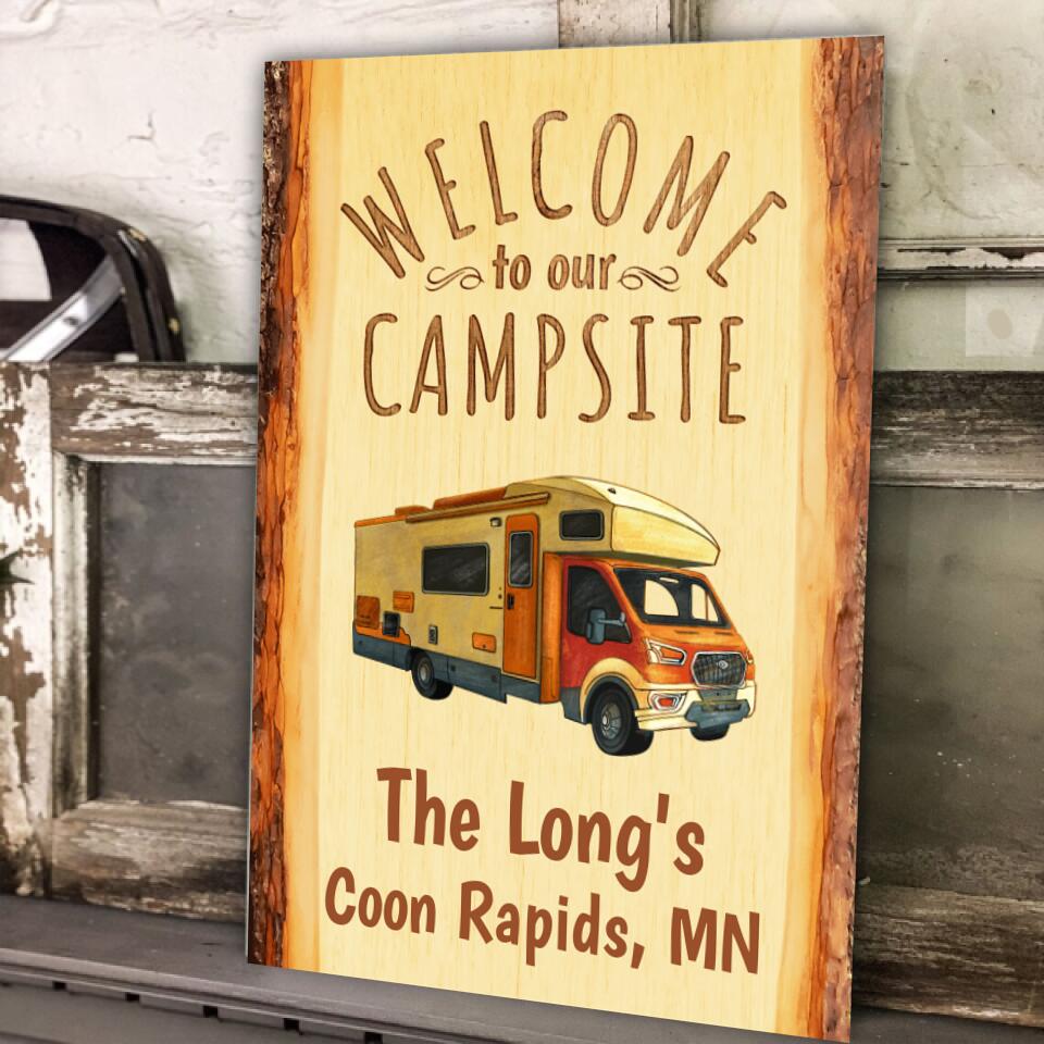 Welcome to Our Campsite - Personalized Metal Sign