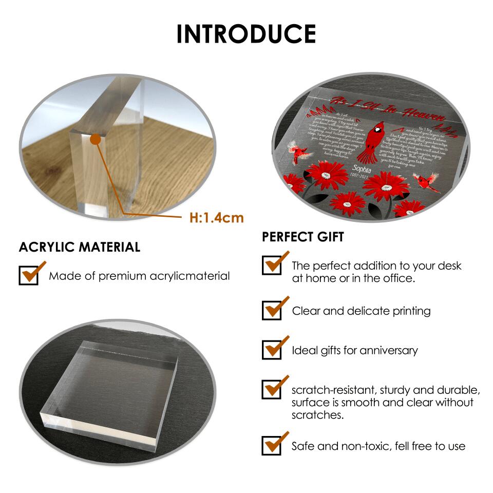 As I Sit In Heaven - Personalized Memorial Acrylic Plaque, Memorial Plaque, Remembrance Memorial Sympathy Gift