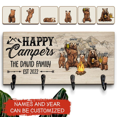 Happy Camper Key Hanger, Gift For Family, Gift For Camping Lover