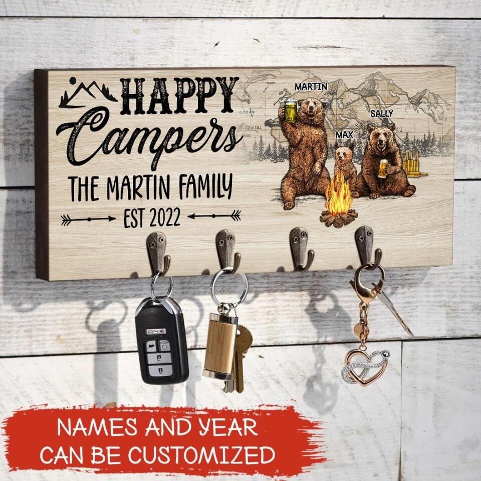 Happy Camper Key Hanger, Gift For Family, Gift For Camping Lover