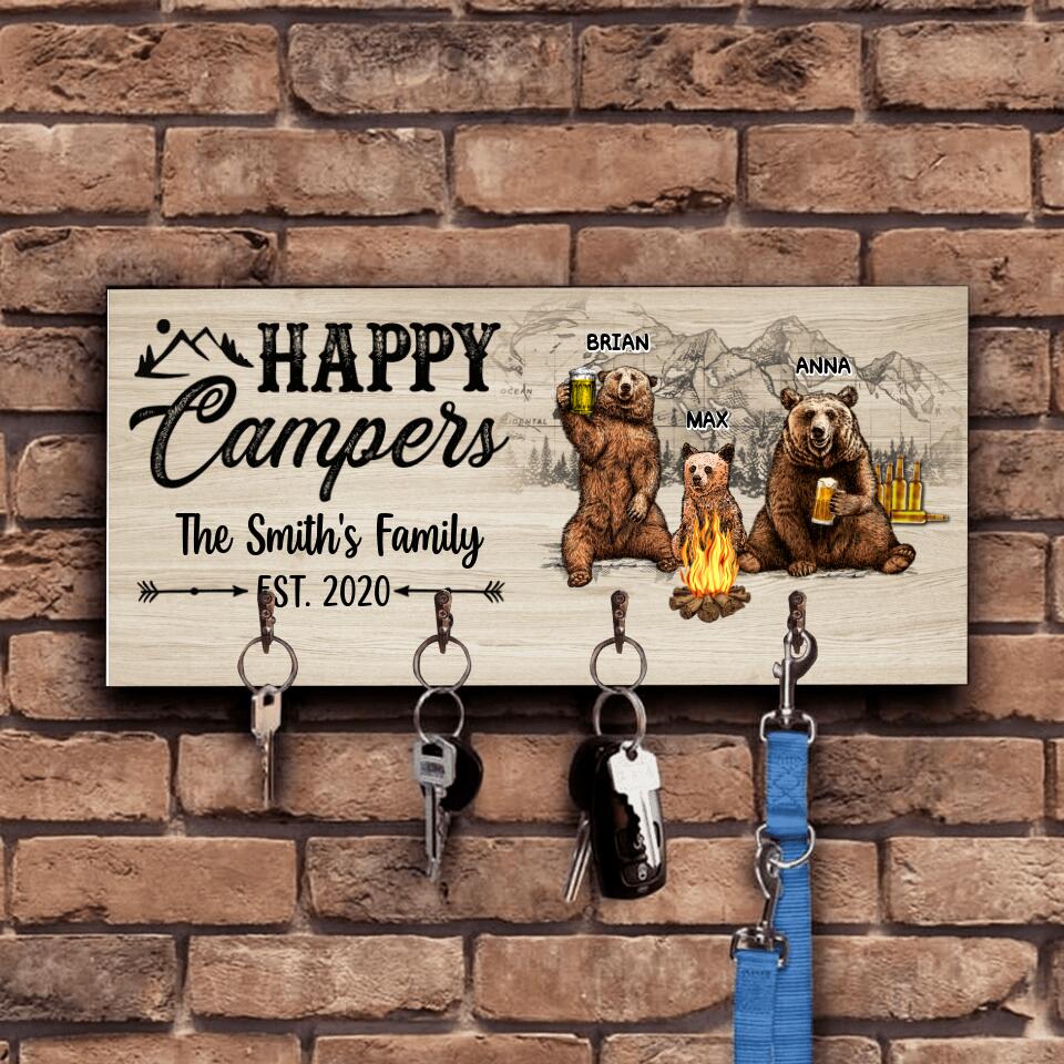Happy Camper Key Hanger, Gift For Family, Gift For Camping Lover