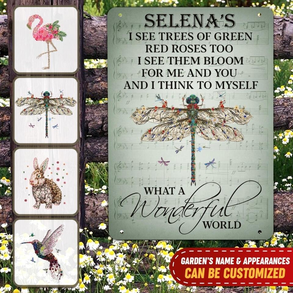 I See Trees Of Green Red Roses Too - Personalized Classic Metal Sign, Garden Decor Gift