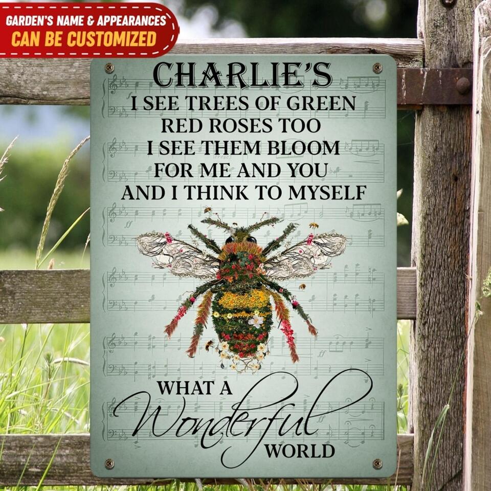 I See Trees Of Green Red Roses Too - Personalized Classic Metal Sign, Garden Decor Gift