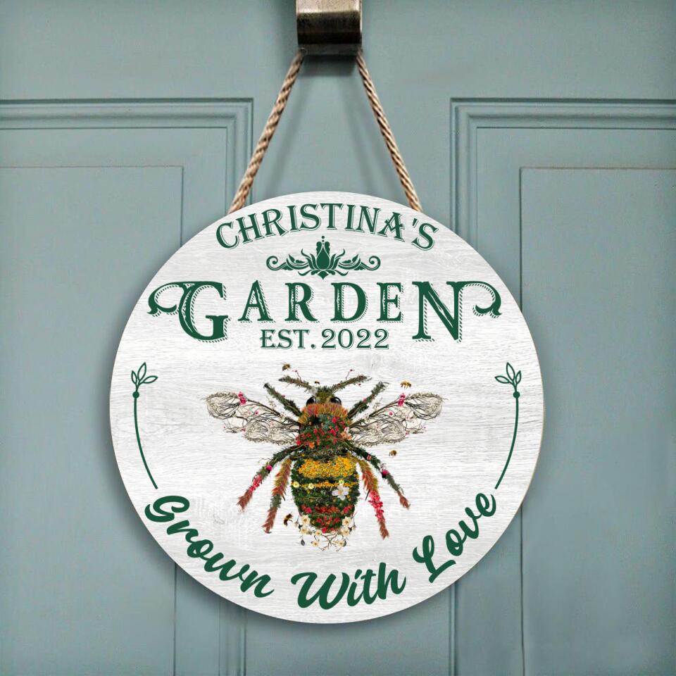 Grown With Love - Personalized Garden Door Sign, Gift For Gardening
