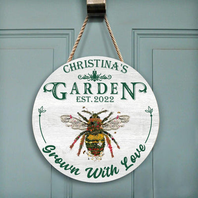 Grown With Love - Personalized Garden Door Sign, Gift For Gardening