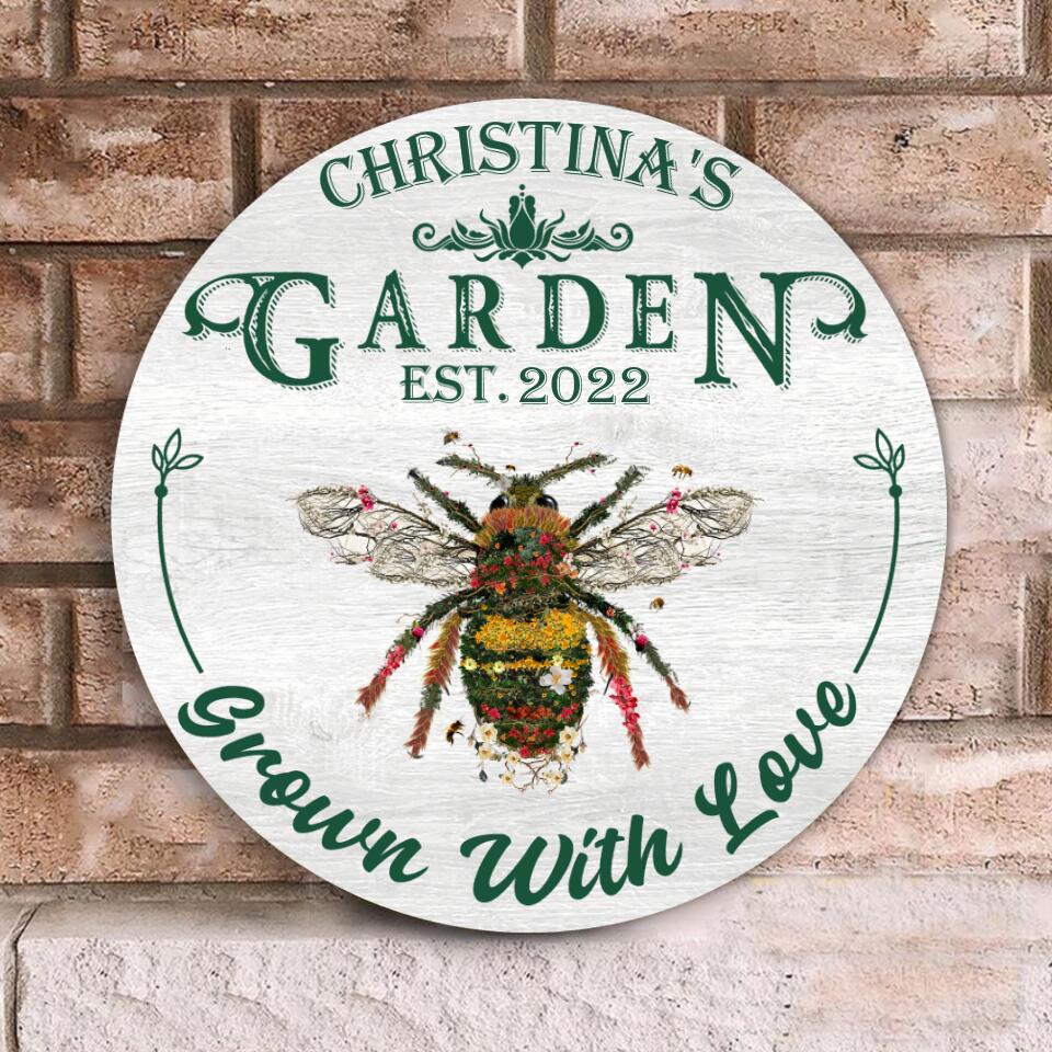 Grown With Love - Personalized Garden Door Sign, Gift For Gardening
