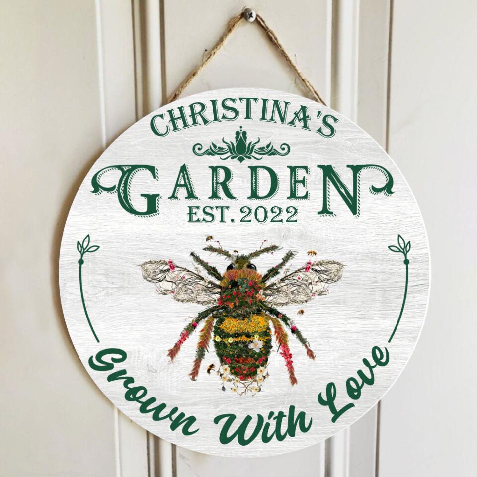 Grown With Love - Personalized Garden Door Sign, Gift For Gardening