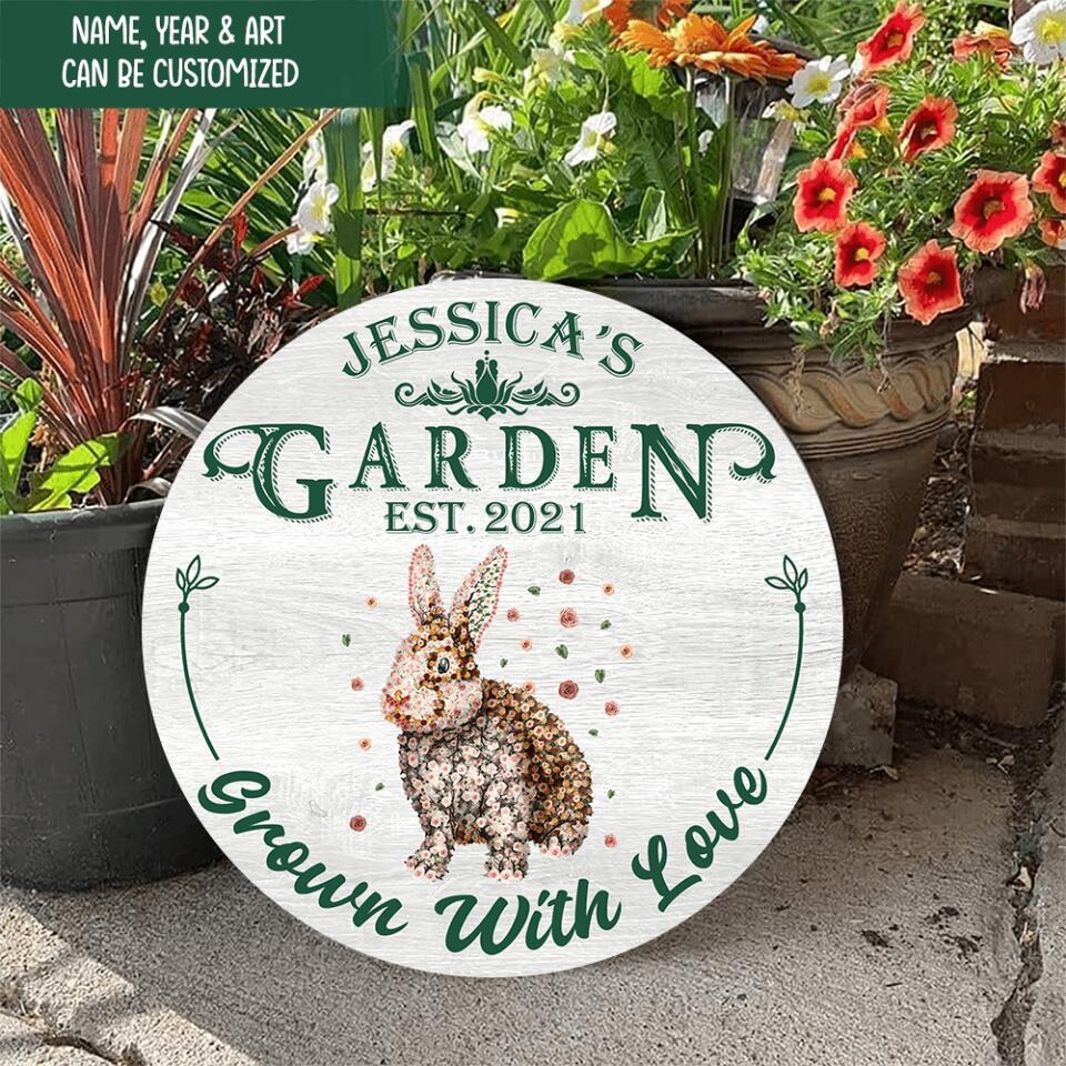 Grown With Love - Personalized Garden Door Sign, Gift For Gardening