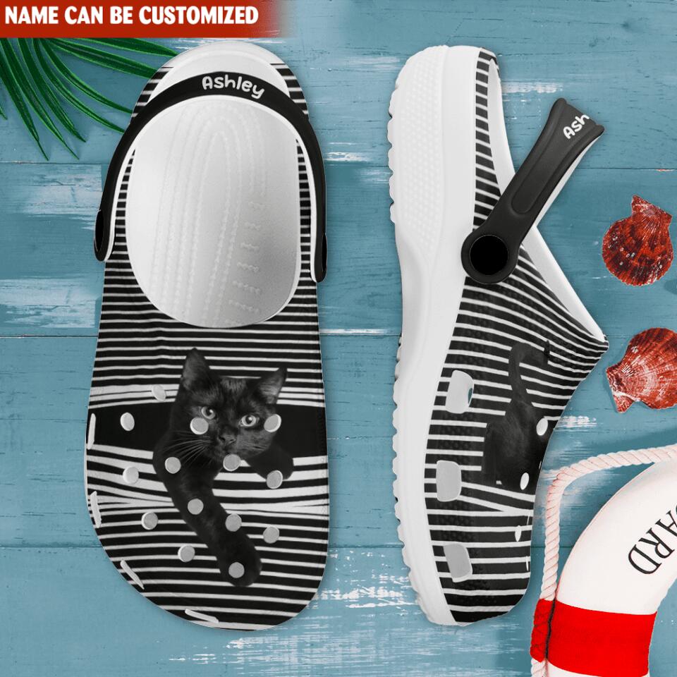 Funny Black Cat - Personalized SCrocs, Clogs For Cat Lovers