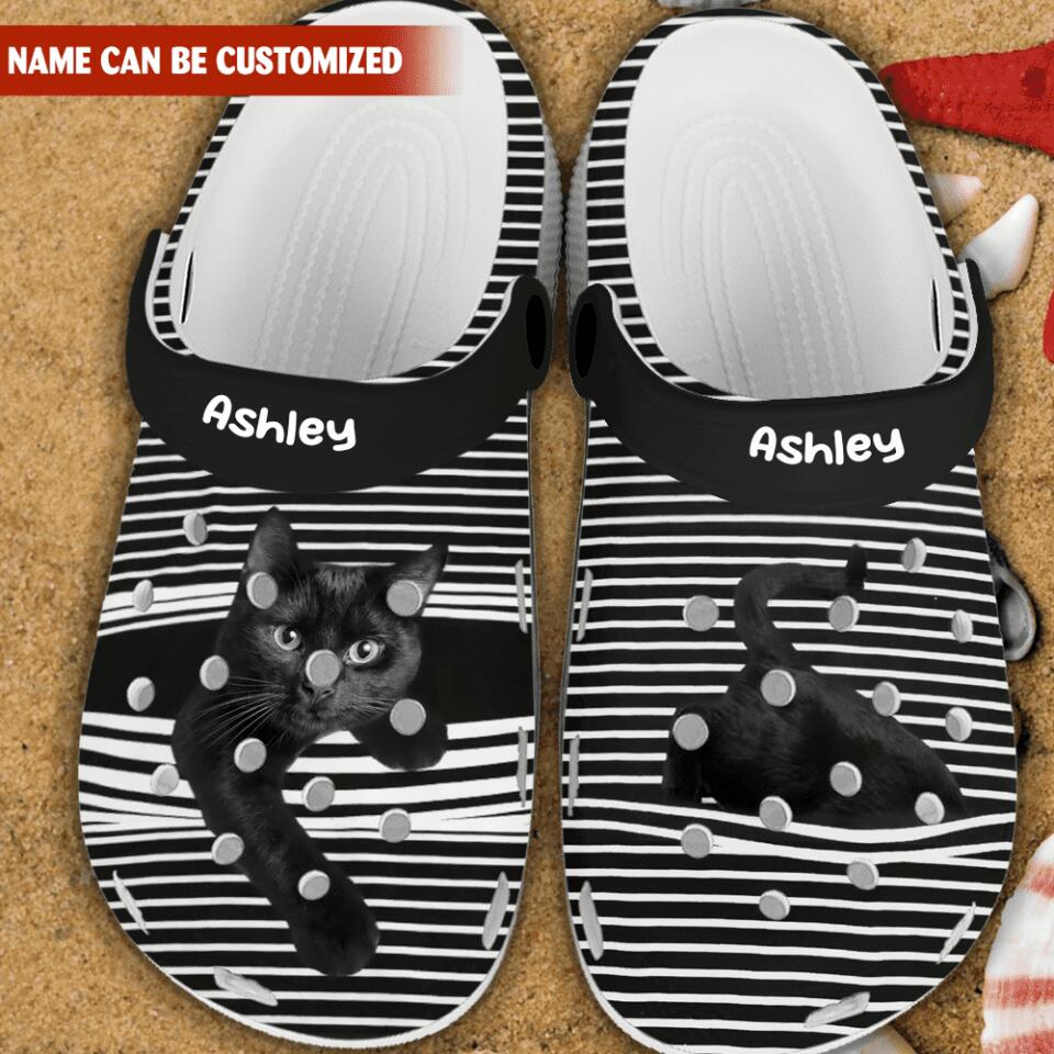 Funny Black Cat - Personalized SCrocs, Clogs For Cat Lovers