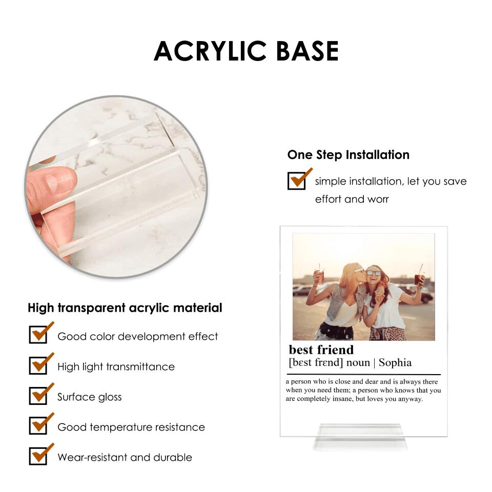 Best Friend - Personalized Acrylic Plaque, Birthday Gift For Best Friend, Photo Gifts For Friends