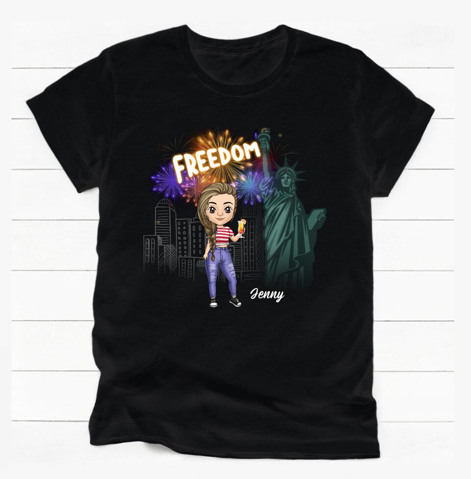 Freedom American, Happy 4th Of July - Personalized T-shirt, Gift For Friend