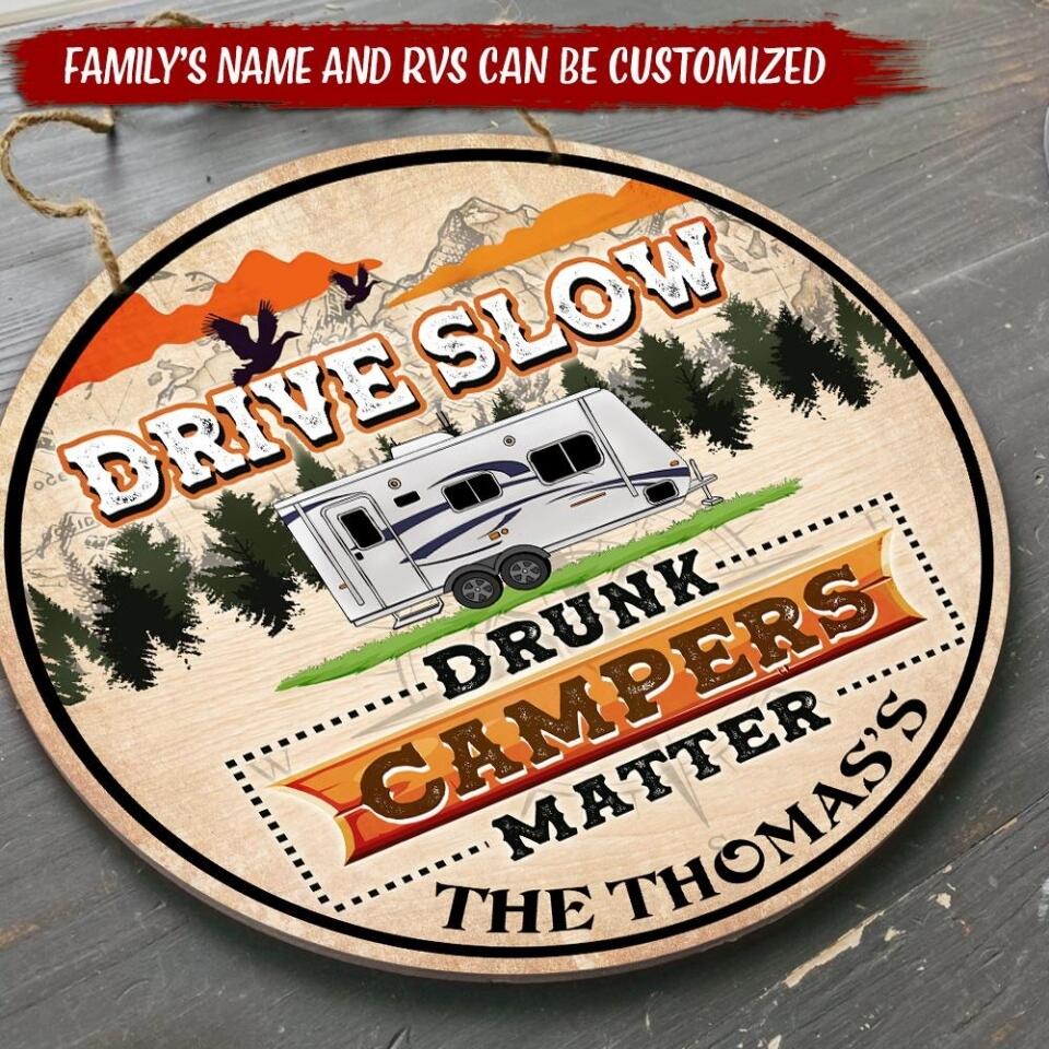 Drunk Campers Matter - Personalized Camping Door Sign