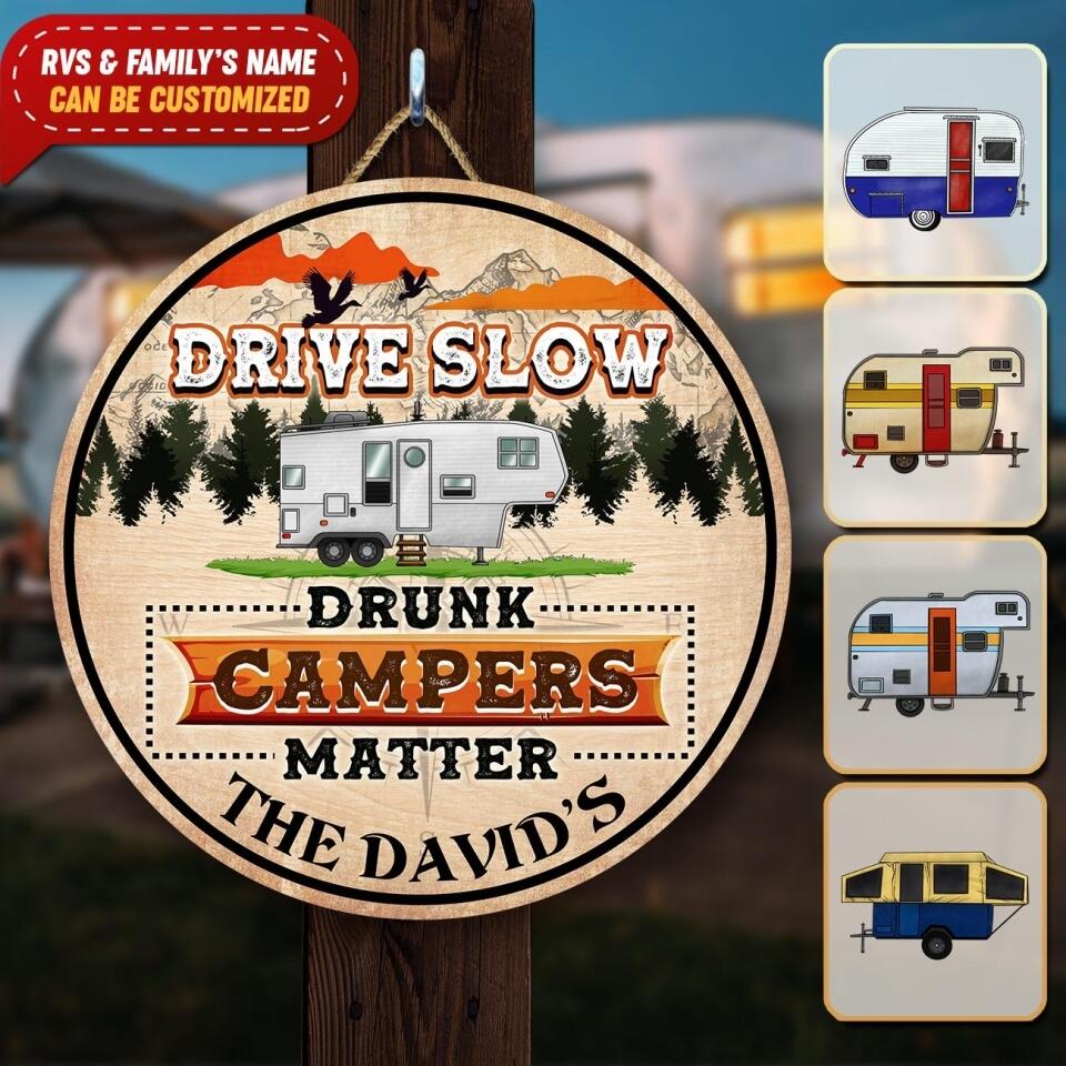 Drunk Campers Matter - Personalized Camping Door Sign