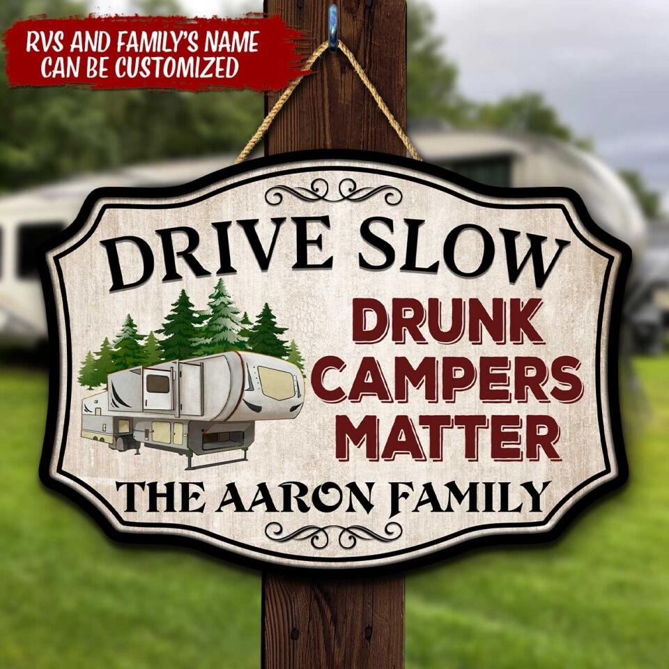 Personalized Camping Drunk Camper Customized Door Sign