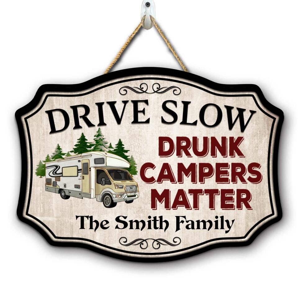 Personalized Camping Drunk Camper Customized Door Sign