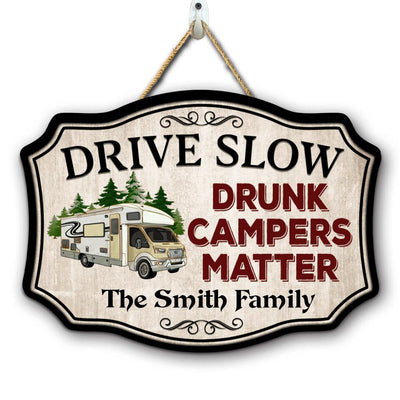 Personalized Camping Drunk Camper Customized Door Sign