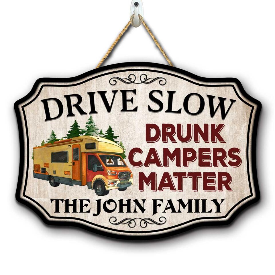 Personalized Camping Drunk Camper Customized Door Sign